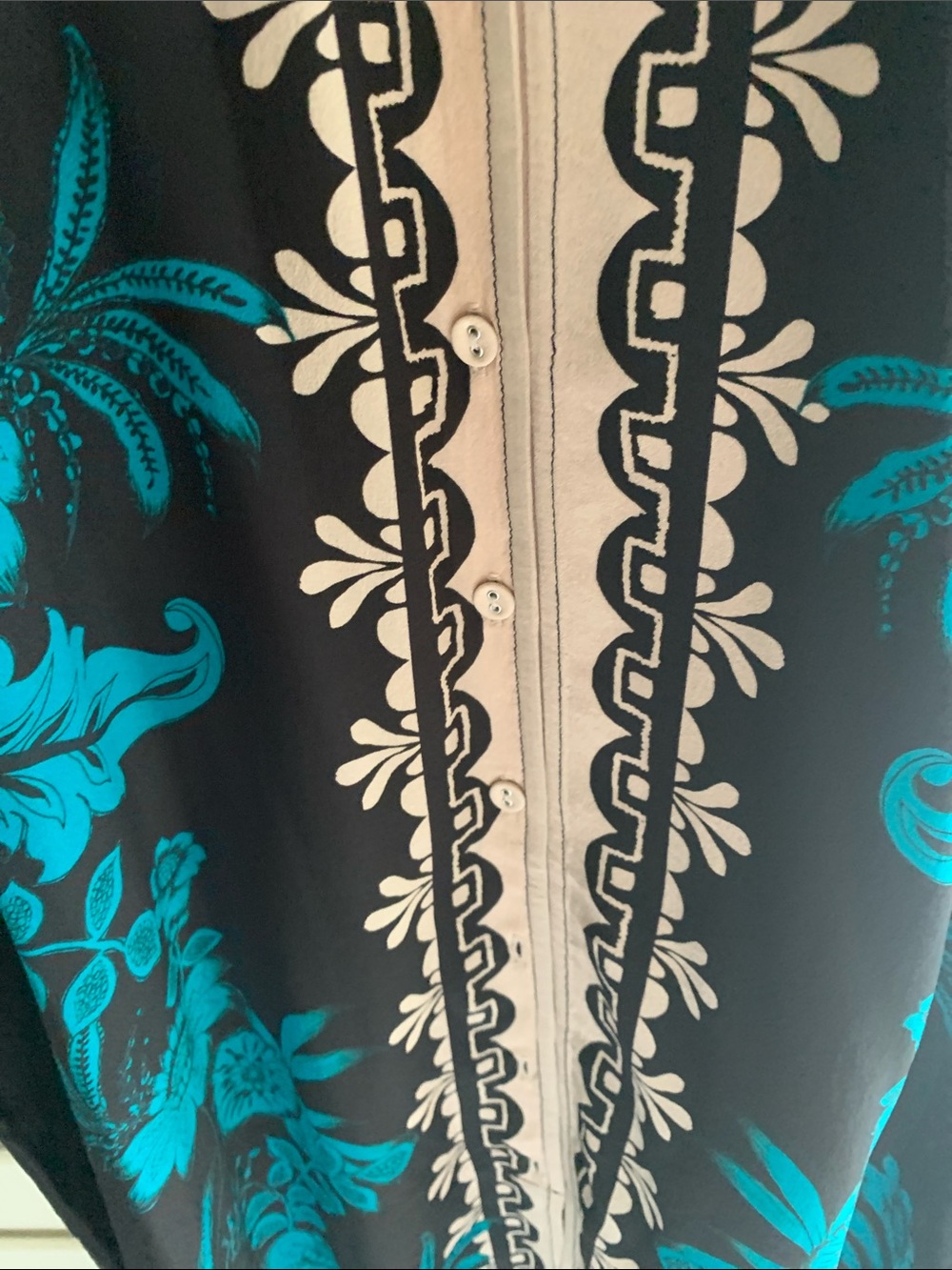 Johnny Was Teal, Black & Cream Embroidered Long Sleeve dress - Picture 4 of 8